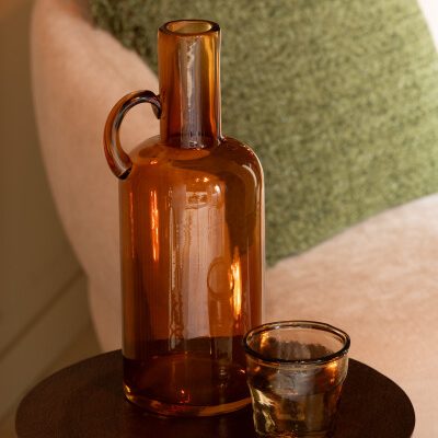 Vase Cylindre 1 Anse Verre Marron