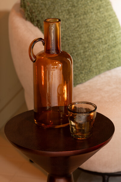 Vase Cylindre 1 Anse Verre Marron – Image 2